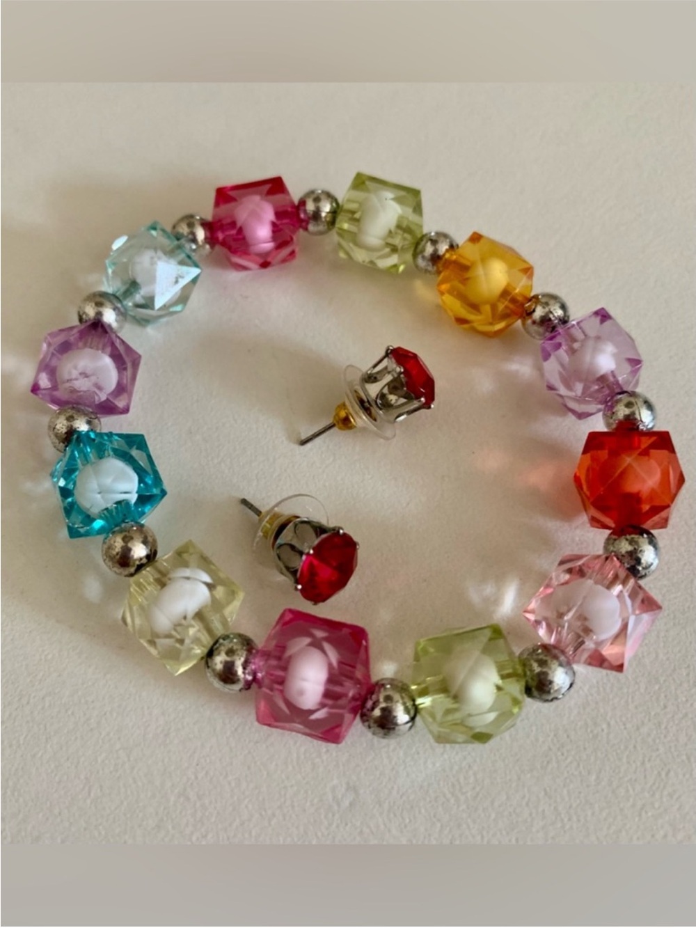 Coquette Crystal Bead Bracelet and Earrings Set